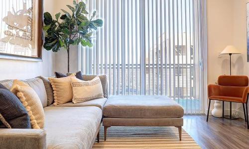 The living room of an apartment in Lakewood Colorado