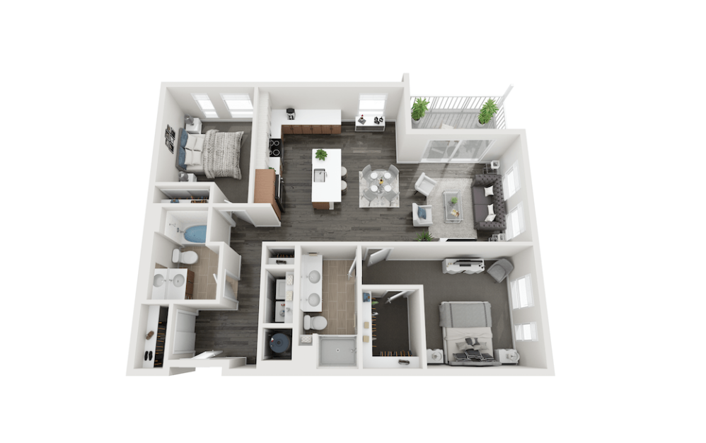 Bufflehead - 2 bedroom floorplan layout with 2 bathrooms and 1242 square feet