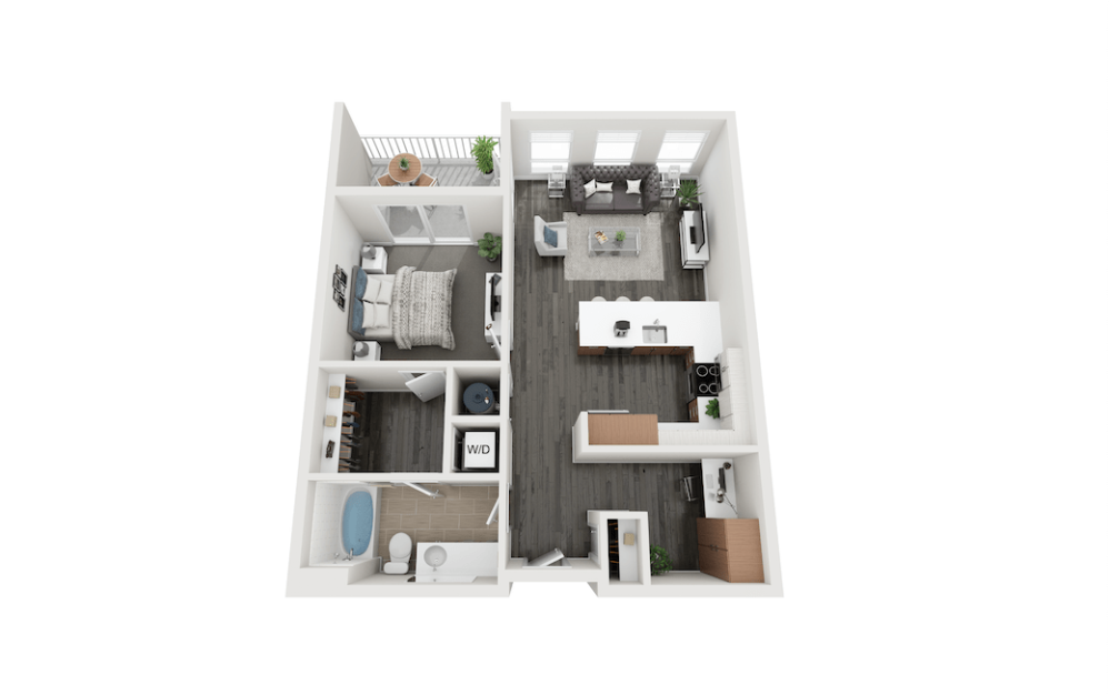 Chickadee - 1 bedroom floorplan layout with 1 bathroom and 830 square feet