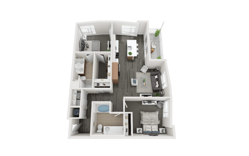 Dipper - 2 bedroom floorplan layout with 2 bathrooms and 1180 square feet