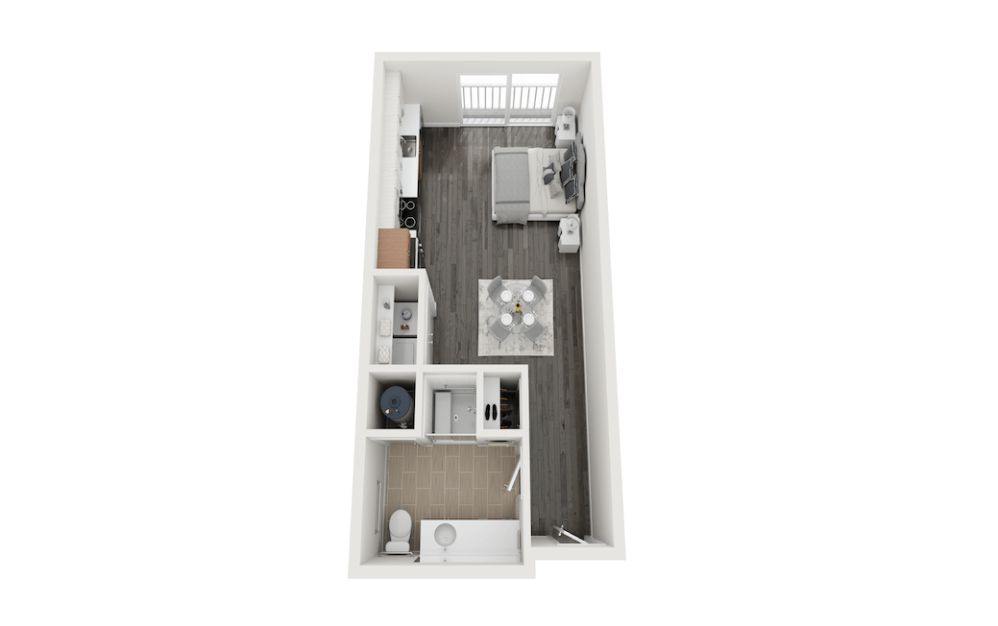 Finch - Studio floorplan layout with 1 bathroom and 512 square feet