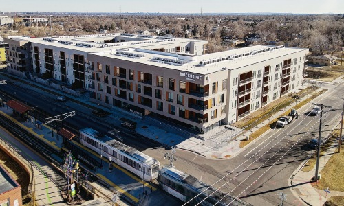 Exterior of the Brickhouse apartments in Lakewood