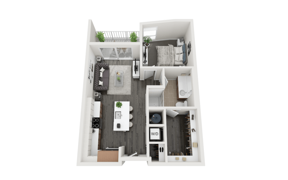 Loon - 1 bedroom floorplan layout with 1 bathroom and 701 square feet