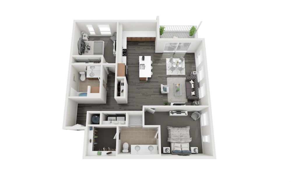 Nuthatch - 2 bedroom floorplan layout with 2 bathrooms and 1326 square feet